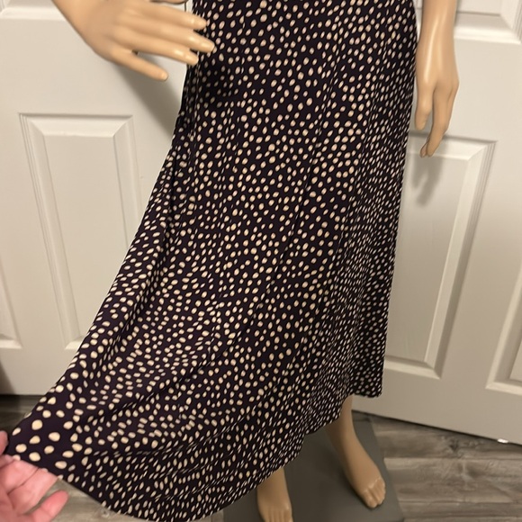 CHAPS Dress V neck stretch purple and beige polka dots size small - Picture 5 of 8
